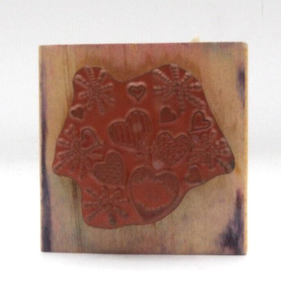 Stamp Wooden Hearts Embossing Arts @484D ©1989 2" x 2" - Picture 4 of 4